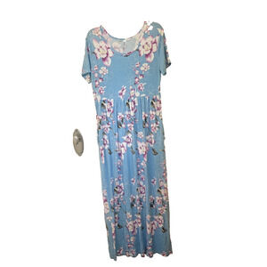 DEARCASE Blue FLORAL LONG MAXI DRESS WOMEN SIZE XLarge